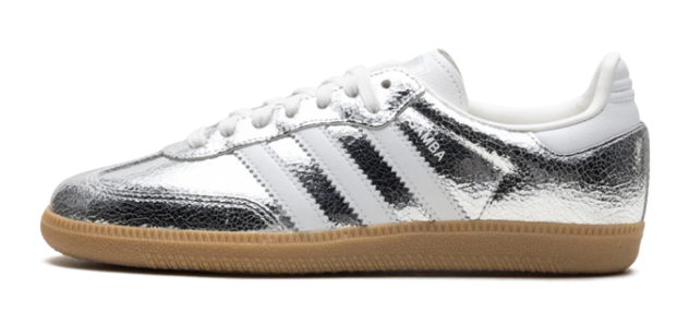 Adidas Women's Samba OG Sneaker – Cracked Silver Metallic (JR0035)