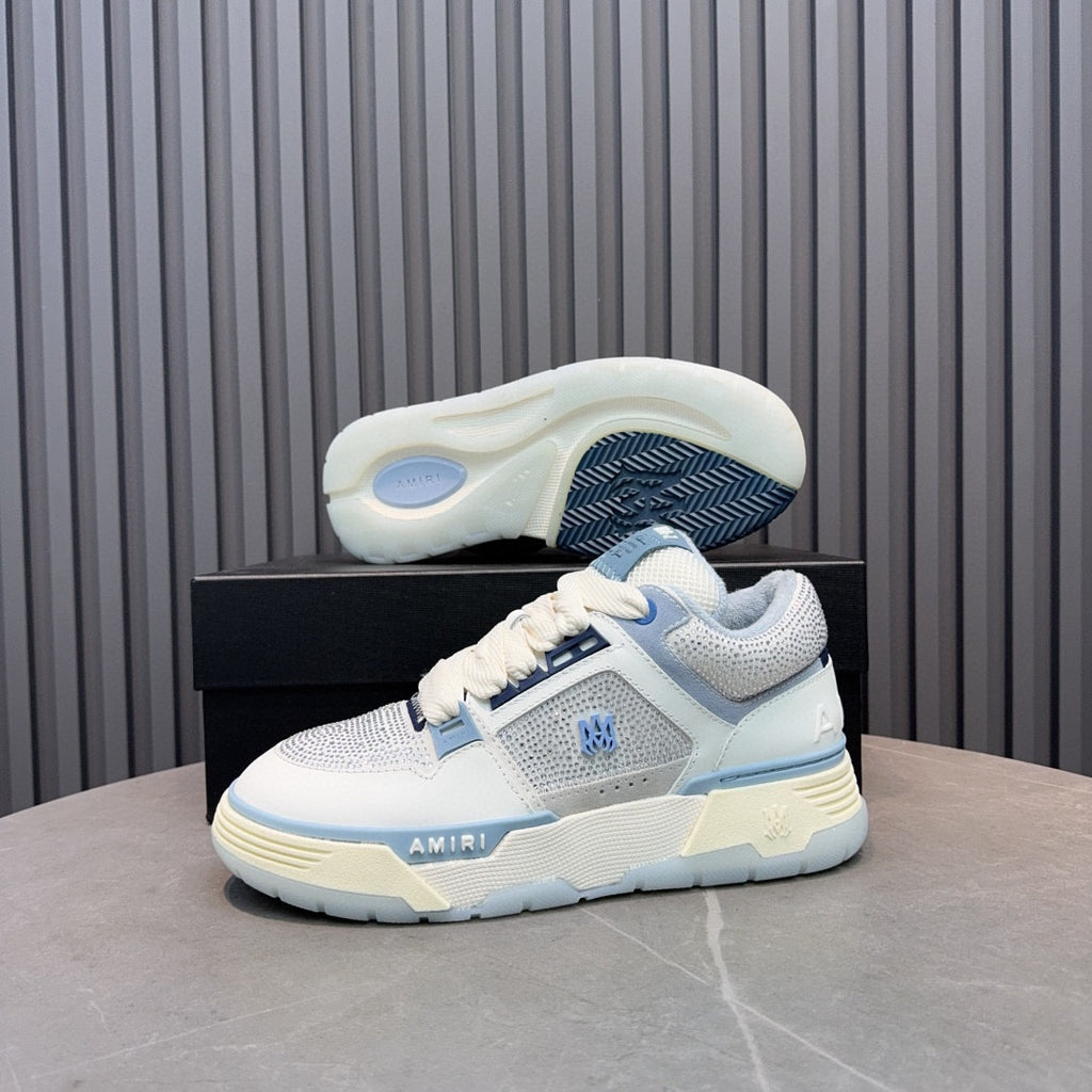 Amiri MA-1 Crystal Low-Top Sneaker – White / Baby Blue