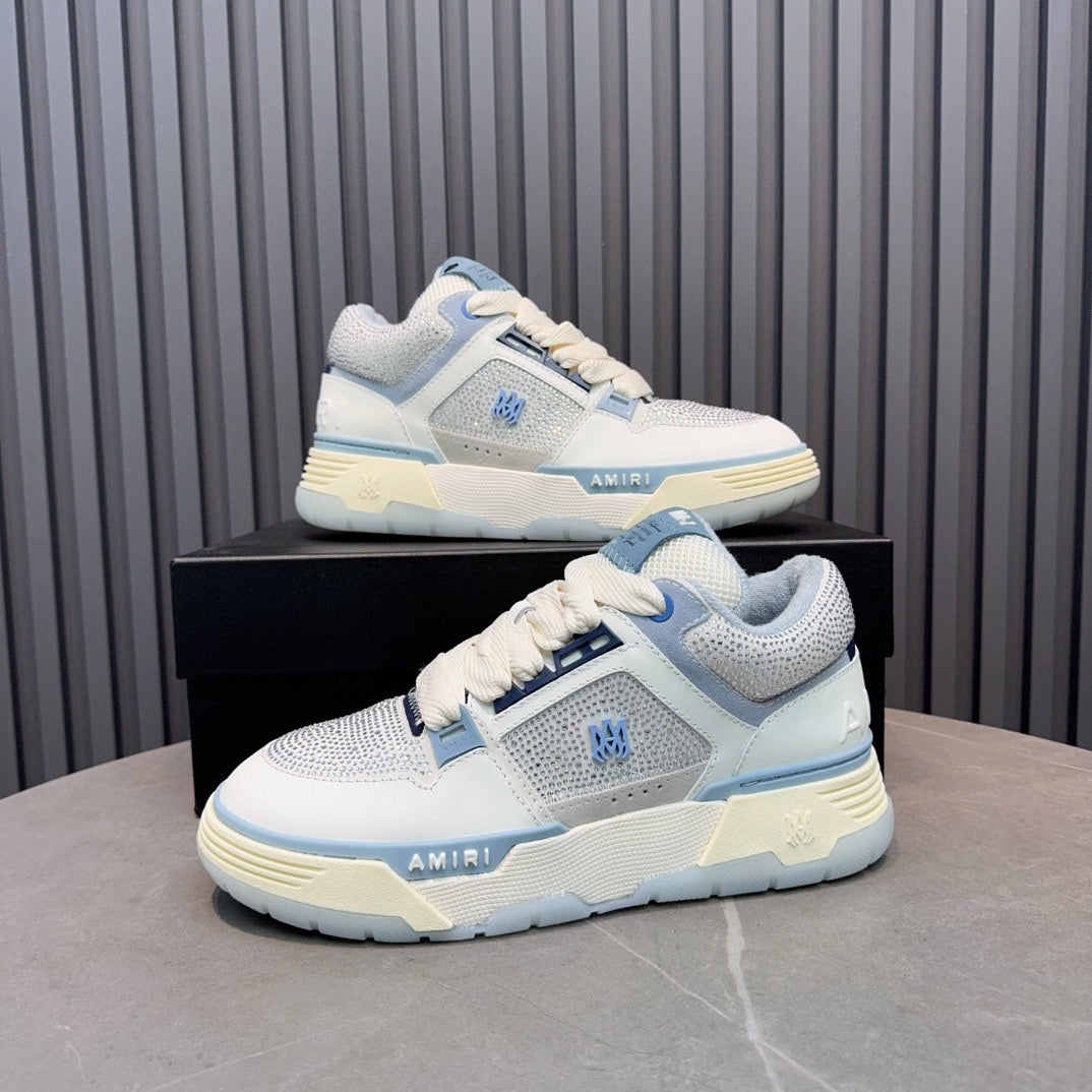 Amiri MA-1 Crystal Low-Top Sneaker – White / Baby Blue