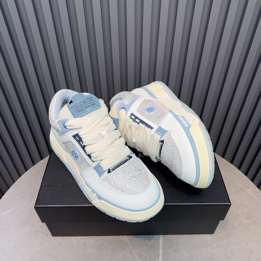 Amiri MA-1 Crystal Low-Top Sneaker – White / Baby Blue