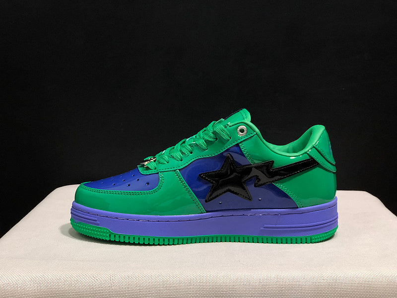 BAPE × Marvel Sta Low 'Hulk' | Green & Blue Patent Leather Collab Sneaker