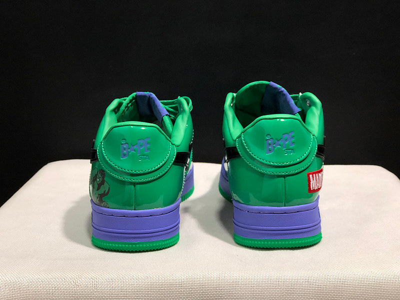 BAPE × Marvel Sta Low 'Hulk' | Green & Blue Patent Leather Collab Sneaker