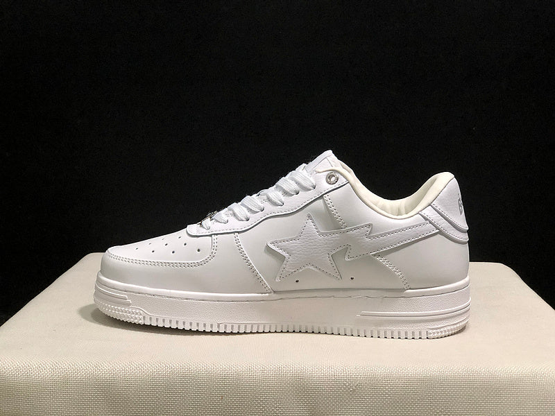 BAPE Sta Low 'Triple White' | Tonal Leather Star Panel Low-Top Sneaker