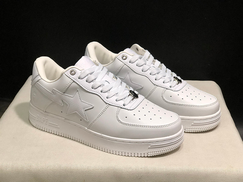 BAPE Sta Low 'Triple White' | Tonal Leather Star Panel Low-Top Sneaker
