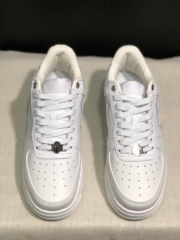 BAPE Sta Low 'Triple White' | Tonal Leather Star Panel Low-Top Sneaker