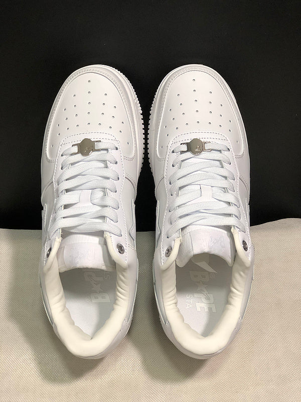 BAPE Sta Low 'Triple White' | Tonal Leather Star Panel Low-Top Sneaker