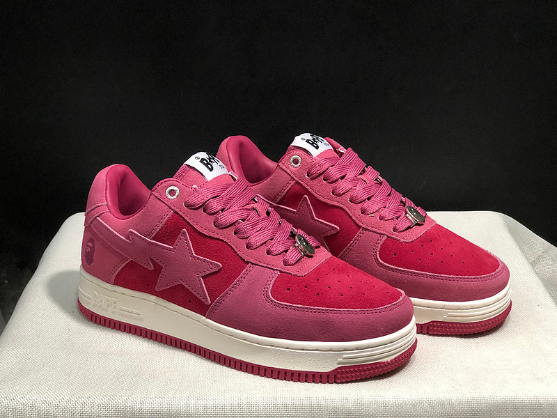 BAPE Sta Low 'Pink/Red' | Tonal Suede Star Panel Low-Top Sneaker