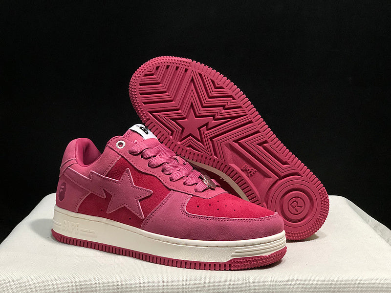 BAPE Sta Low 'Pink/Red' | Tonal Suede Star Panel Low-Top Sneaker