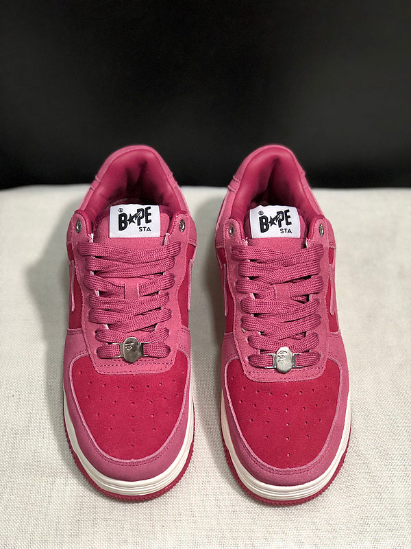 BAPE Sta Low 'Pink/Red' | Tonal Suede Star Panel Low-Top Sneaker
