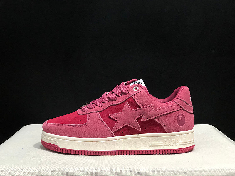 BAPE Sta Low 'Pink/Red' | Tonal Suede Star Panel Low-Top Sneaker