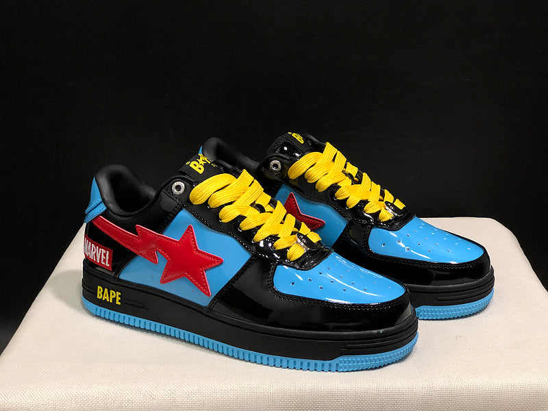 BAPE STA × Marvel Low-Top Sneaker – Black / Blue / Red