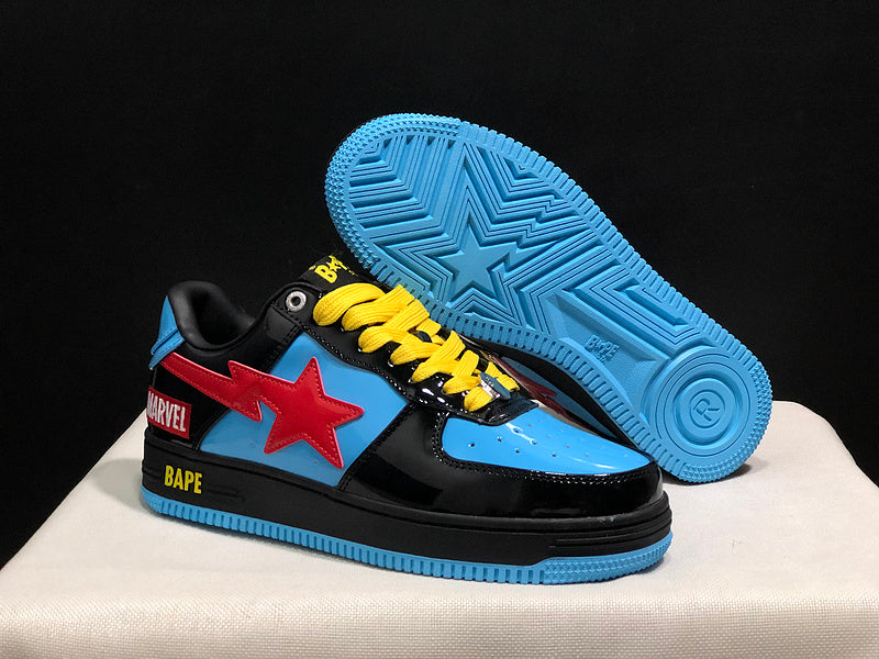 BAPE STA × Marvel Low-Top Sneaker – Black / Blue / Red