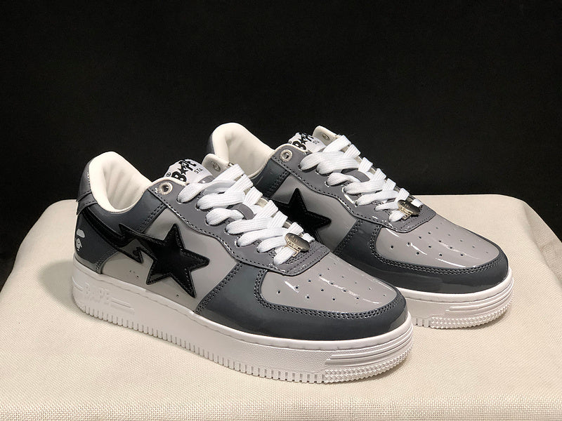 BAPE Sta Low 'Grey Patent' | Two-Tone Patent Leather Star Panel Low-Top Sneaker