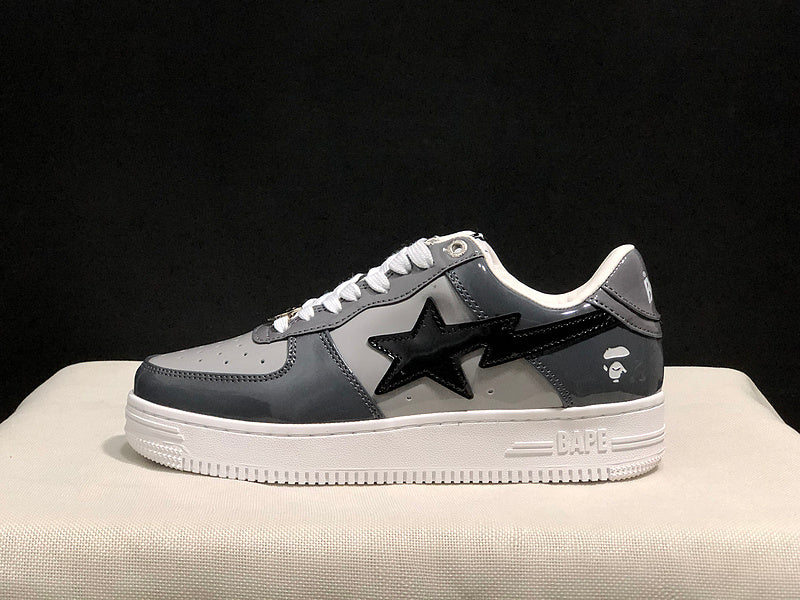 BAPE Sta Low 'Grey Patent' | Two-Tone Patent Leather Star Panel Low-Top Sneaker