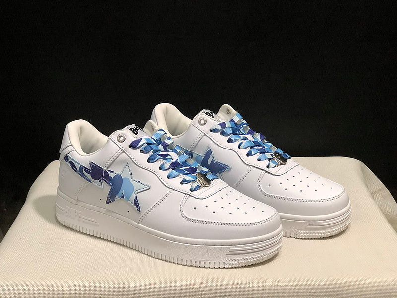 BAPE STA Low-Top Sneaker – White / Blue Camo