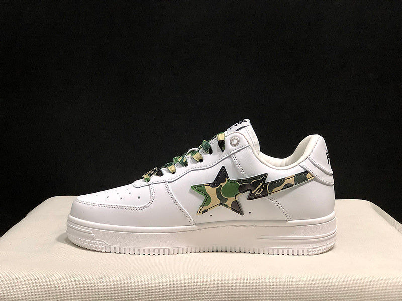 BAPE STA Low-Top Sneaker – White / Green Camo