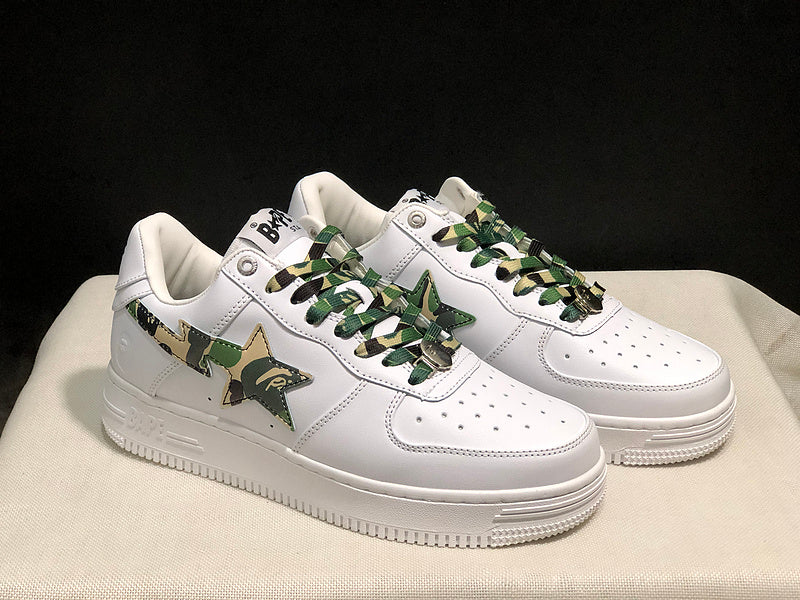 BAPE STA Low-Top Sneaker – White / Green Camo