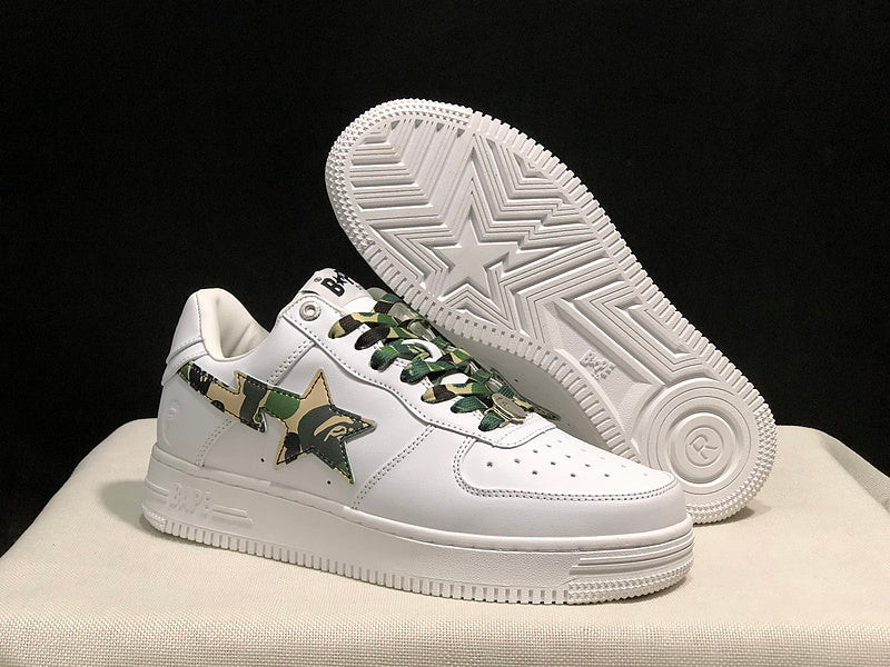 BAPE STA Low-Top Sneaker – White / Green Camo