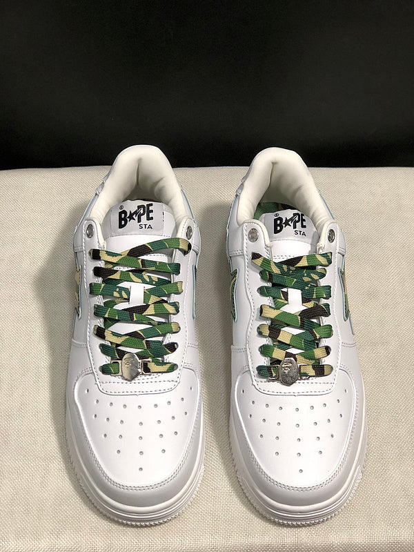 BAPE STA Low-Top Sneaker – White / Green Camo