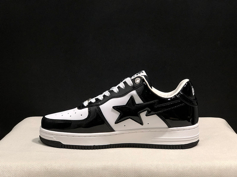 BAPE STA Low-Top Sneaker – Black / White Patent