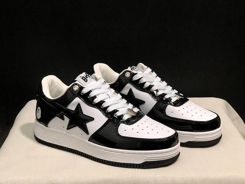 BAPE STA Low-Top Sneaker – Black / White Patent