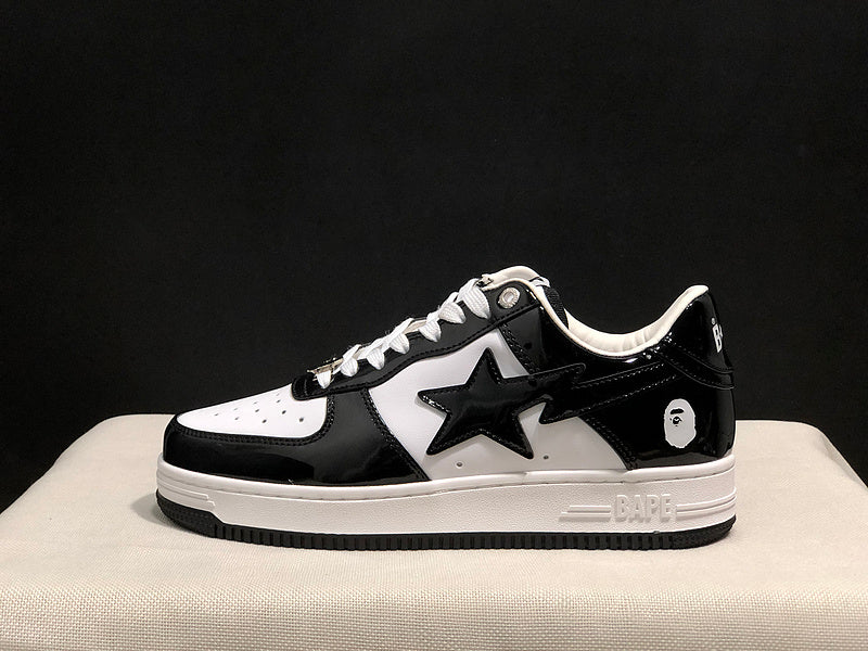 BAPE STA Low-Top Sneaker – Black / White Patent