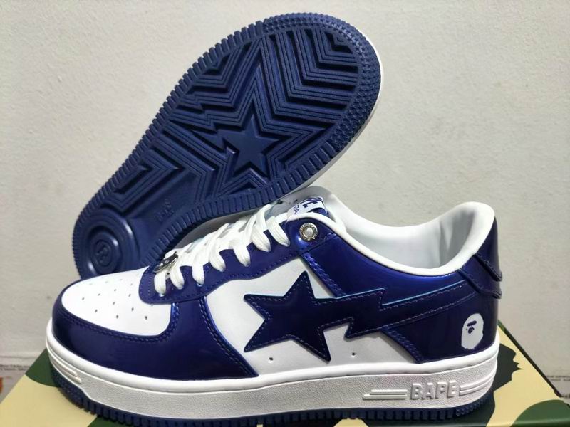 BAPE Sta Low 'Black/White' | Patent Leather Star Panel Low-Top Sneaker