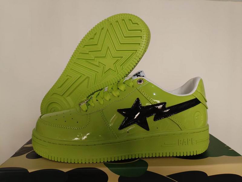 BAPE Sta Low 'Neon Green' | Volt Green & Black Patent Leather Low-Top Sneaker